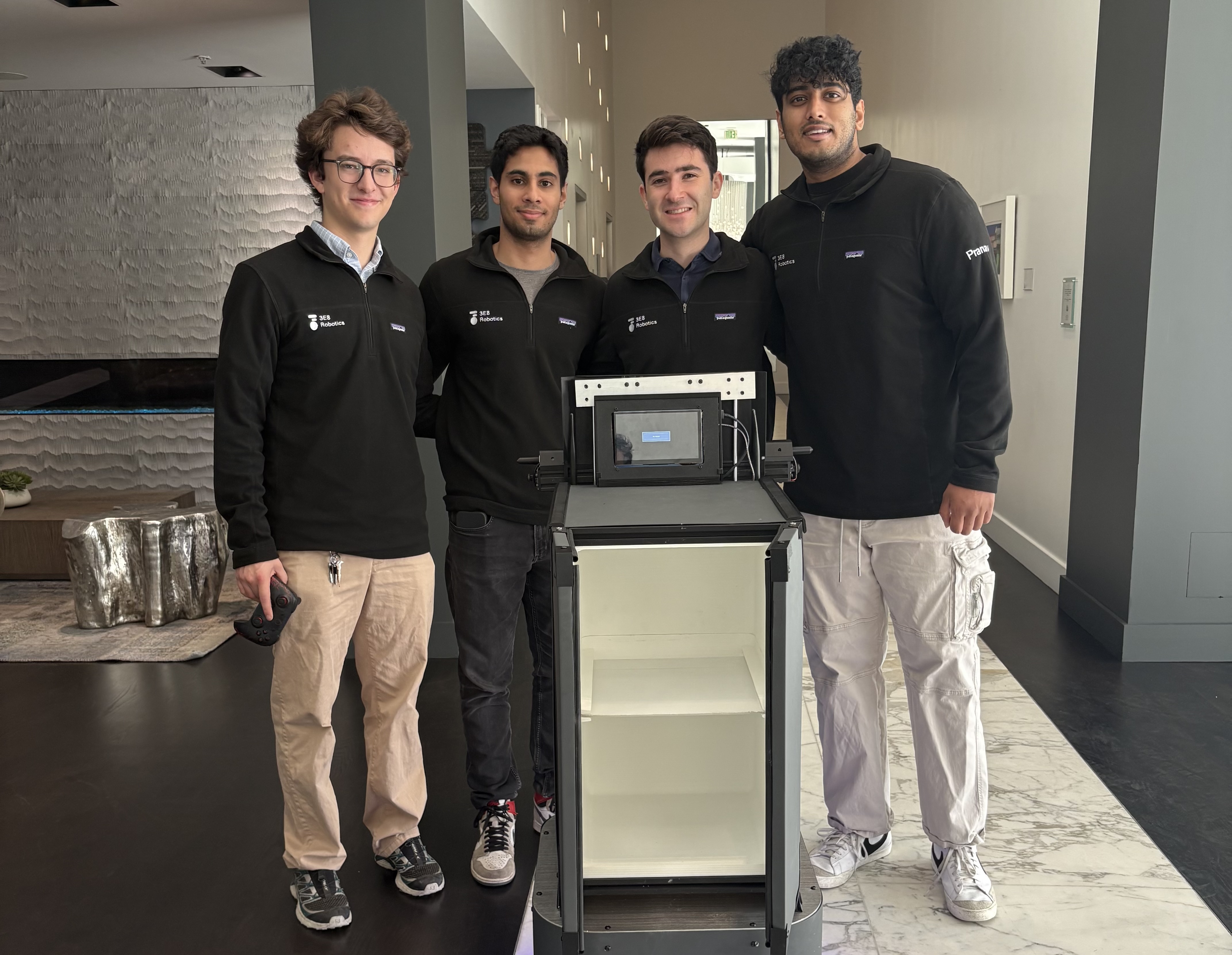 3E8 Robotics founders with Elly delivery robot